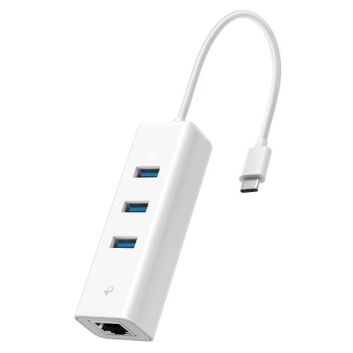 TP-LINK (UE330C) 3-Port USB-C Hub & Gigabit Ethernet Adapter, 3x USB-A 3.0, 1x GB LAN, White TP-LINK (UE330C) 3-Port USB-C Hub & Gigabit Ethernet Adapter, 3x USB-A 3.0, 1x GB LAN, White